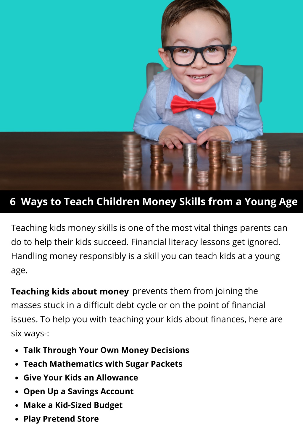 PPT - 6 Ways To Teach Children Money Skills From A Young Age PowerPoint ...