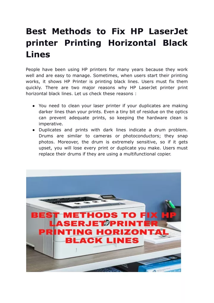 Ppt Best Methods To Fix Hp Laserjet Printer Printing Horizontal Black