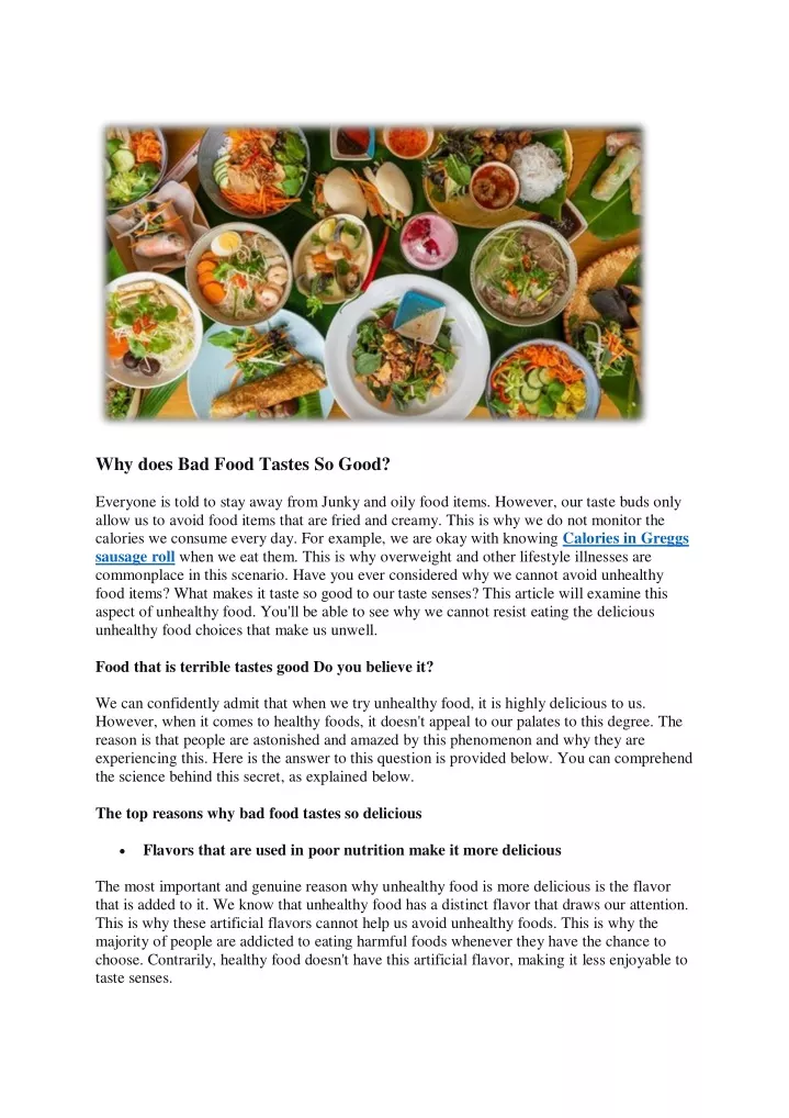 PPT Why Does Bad Food Tastes So Good PowerPoint Presentation Free 