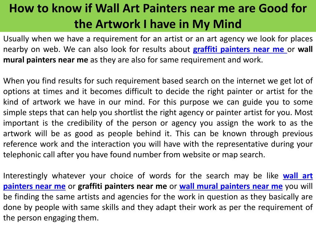 PPT - How to know if Wall Art Painters near me are Good for the Artwork