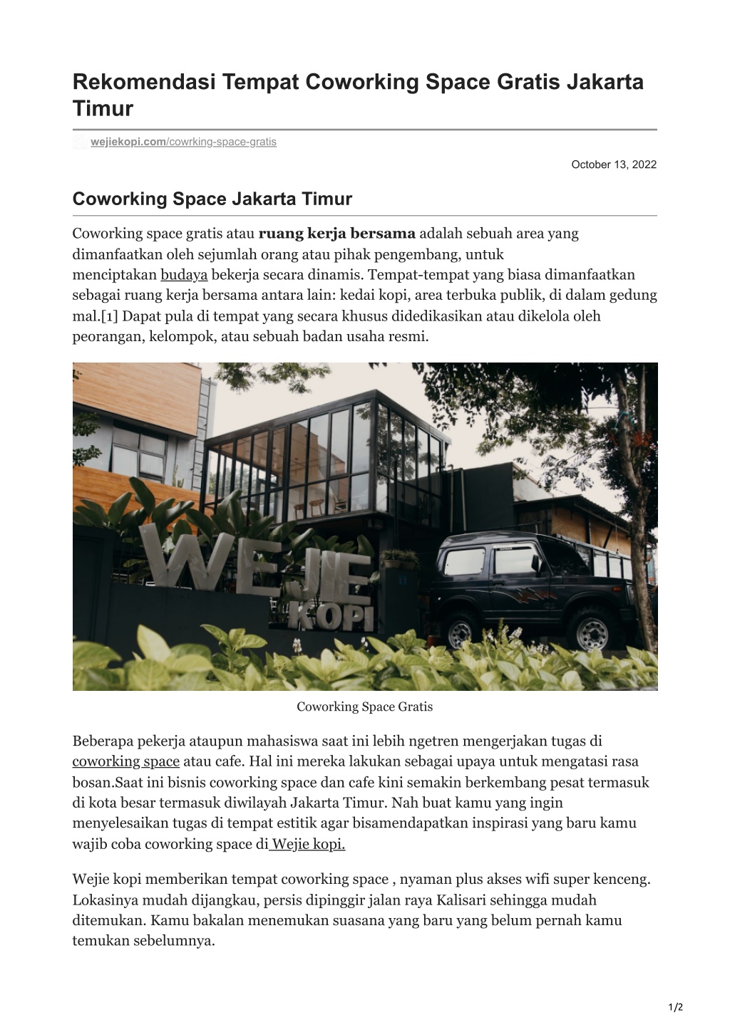 PPT - DocumentRekomendasi Tempat Coworking Space Gratis Jakarta Timur