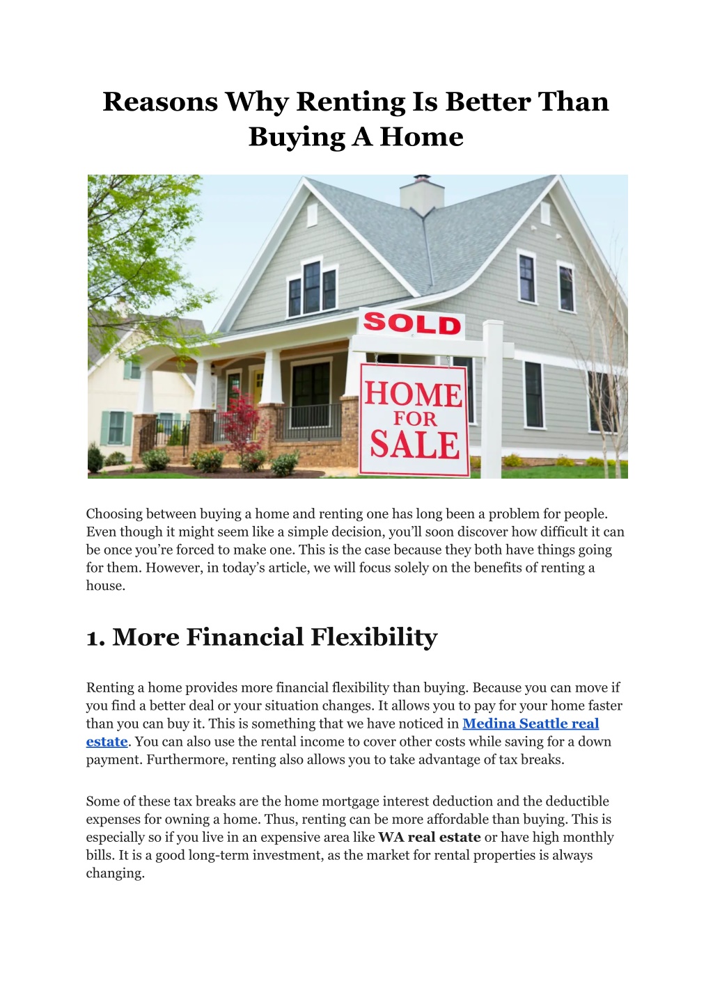 PPT - Reasons Why Renting Is Better Than Buying A Home PowerPoint ...