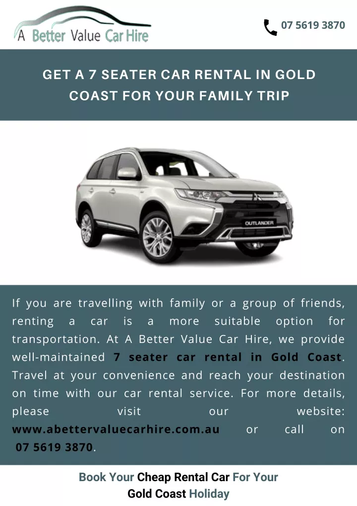 PPT Get a 7 seater car rental in Gold Coast for your family trip