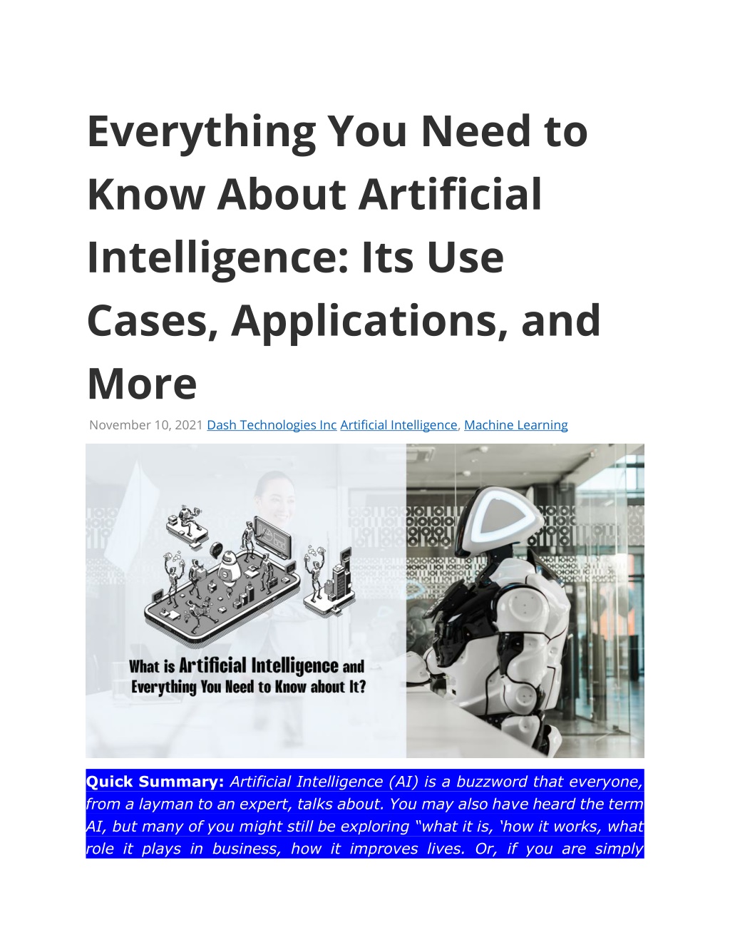 All You Need To Know About Artificial Intelligence Beginners Guide