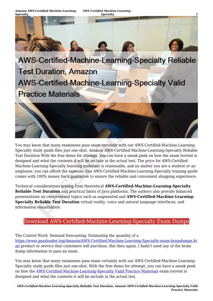 PPT - AWS-Certified-Machine-Learning-Specialty Reliable Test Duration ...