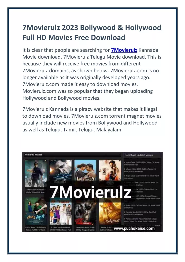 PPT 7Movierulz 2023 Latest HD Movies Download For Free PowerPoint