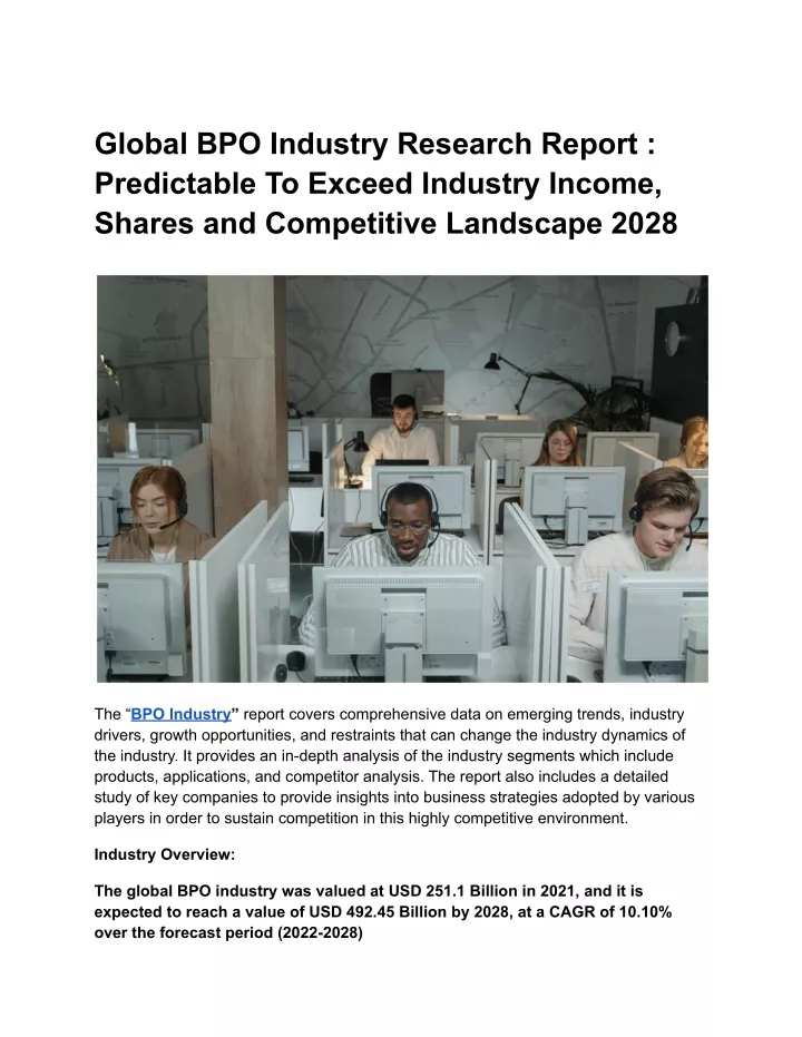 Ppt Global Bpo Industry Research Report Predictable To Exceed Industry Income Powerpoint