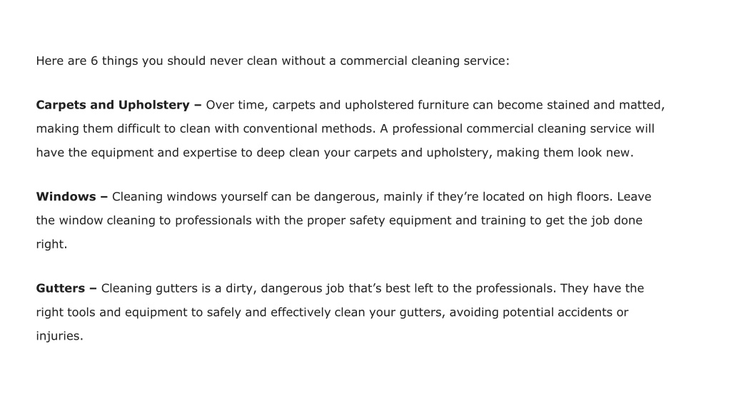 PPT - Things You Should Never Clean Without A Commercial Cleaning ...