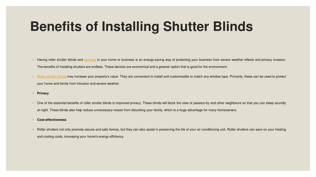 PPT - Benefits of Installing Shutter Blinds PowerPoint Presentation ...