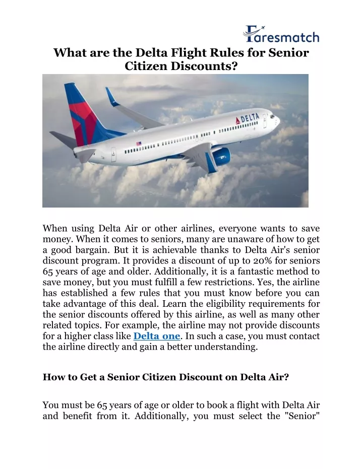 what are the delta flight rules for senior n.