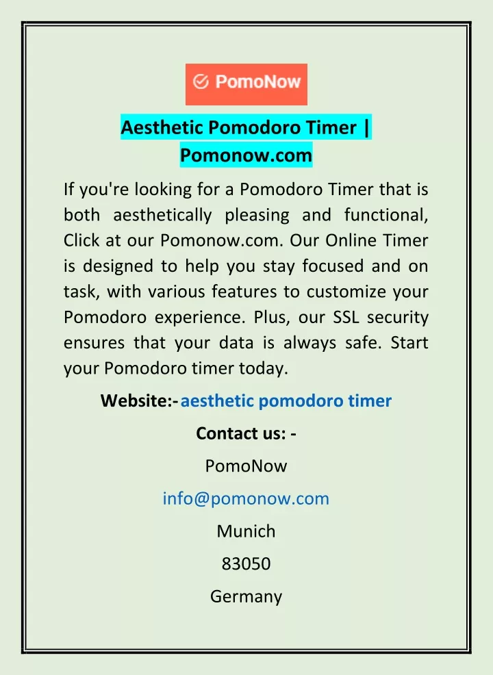 PPT - Aesthetic Pomodoro Timer | Pomonow.com PowerPoint Presentation