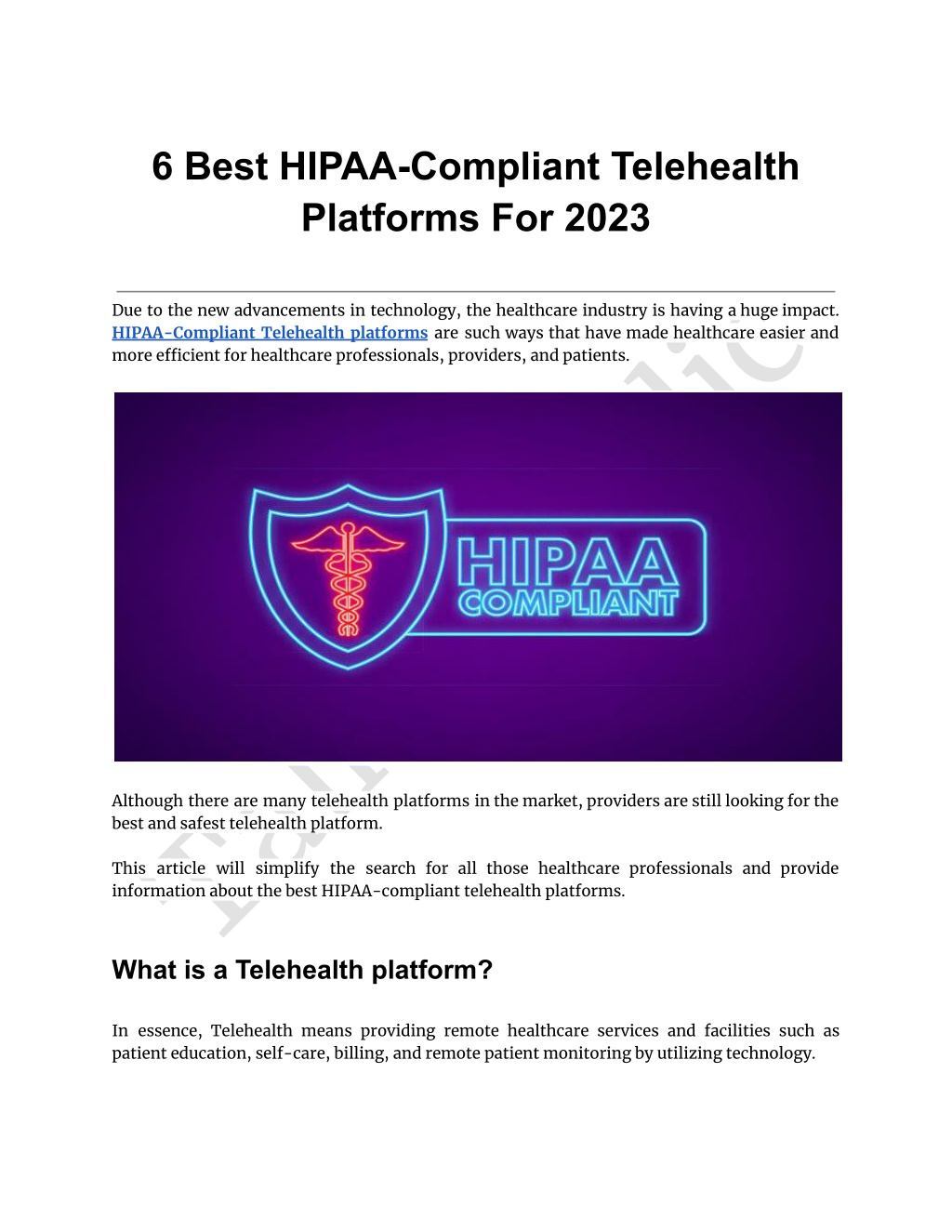 PPT - 6 Best HIPAA-Compliant Telehealth Platforms For 2023 PowerPoint ...