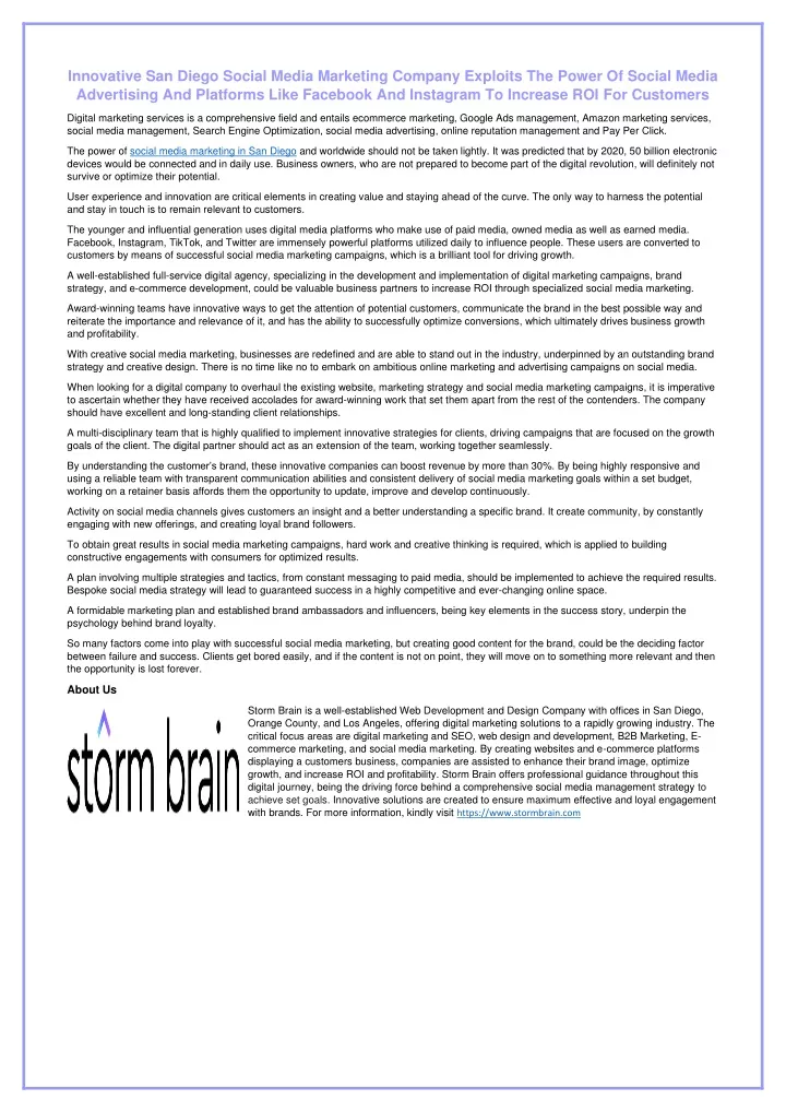 innovative san diego social media marketing n.