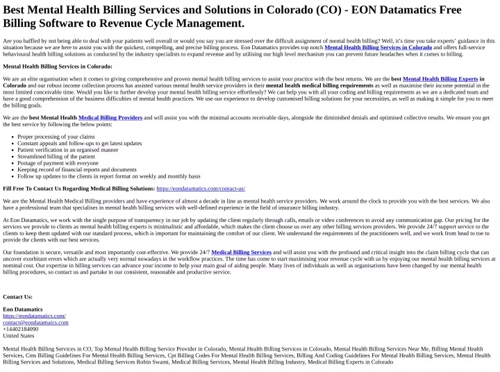 PPT Mental Health Billing Services In Colorado 1 PowerPoint   Best Mental Health Billing Services And Solutions N 