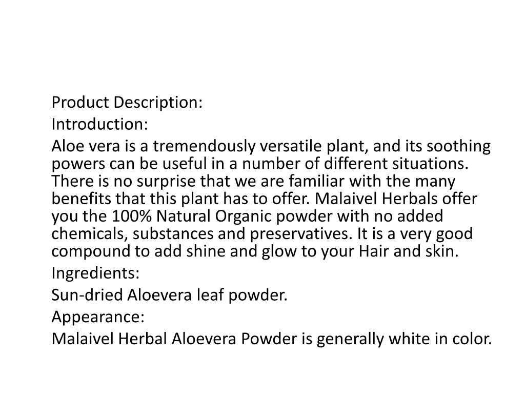 PPT Aloe Vera Powder PowerPoint Presentation, free download ID11853067
