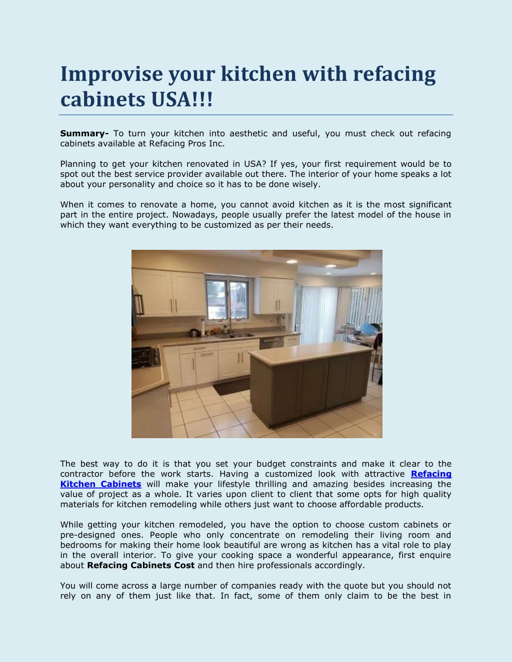 PPT - Improvise your kitchen with refacing cabinets USA!!! PowerPoint ...