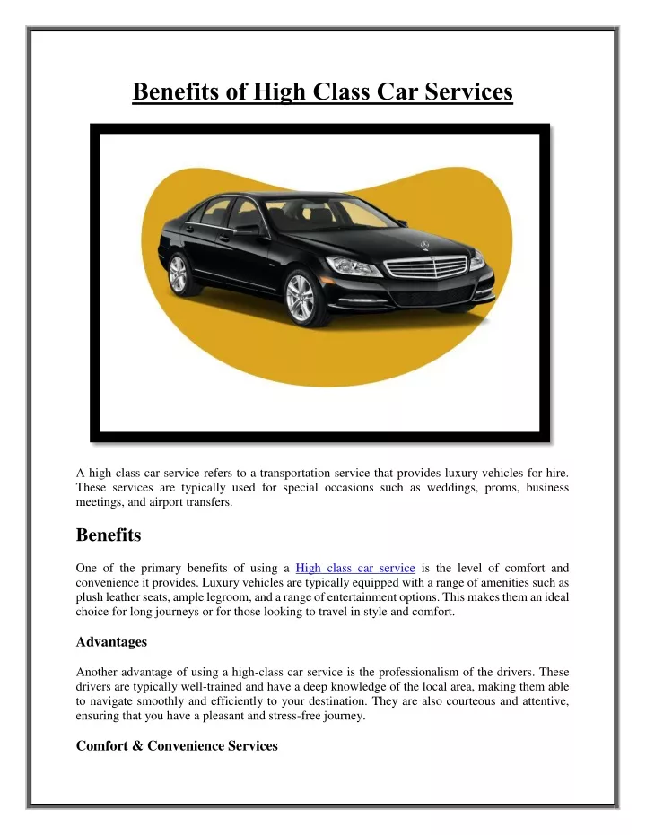 PPT - Benefits of High Class Car Services PowerPoint Presentation, free ...