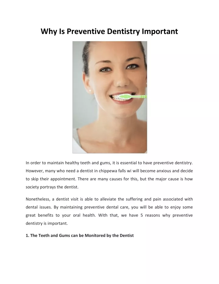 PPT Why Is Preventive Dentistry Important PowerPoint Presentation