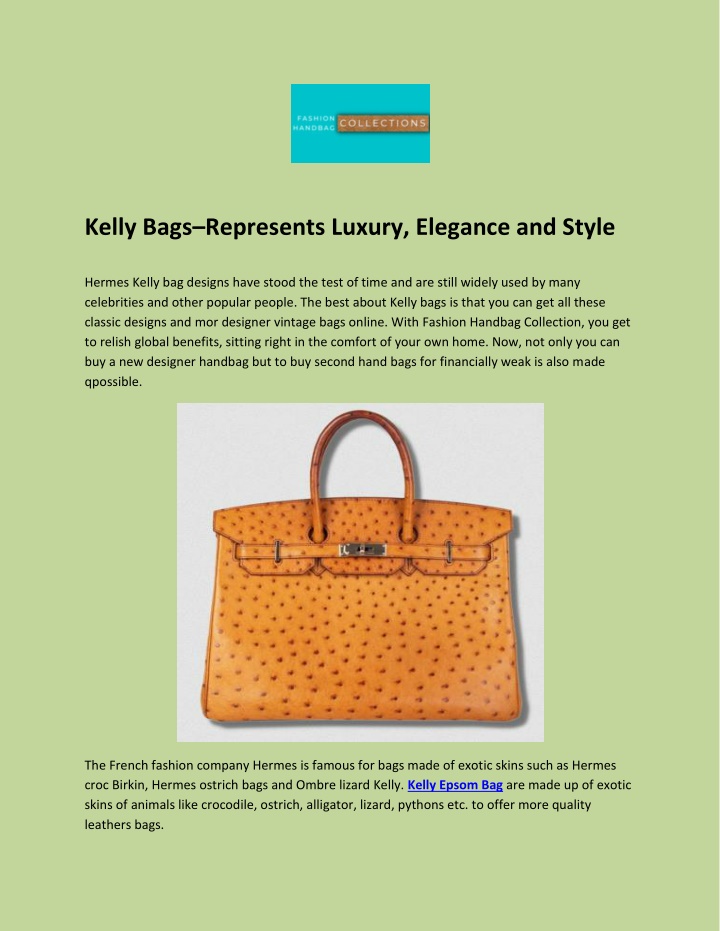 PPT - Kelly Bags–Represents Luxury, Elegance and Style PowerPoint ...