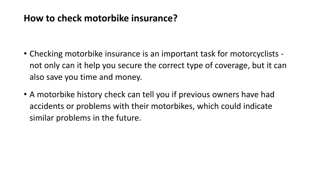 Ppt - Motorbike History Check - The Auto Experts Powerpoint 