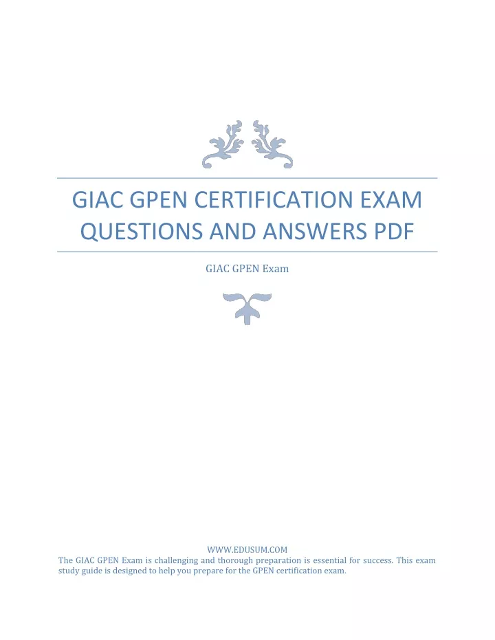 PPT - [Updated] GIAC GPEN Certification Exam Questions and Answers PDF Sns-Brigh10