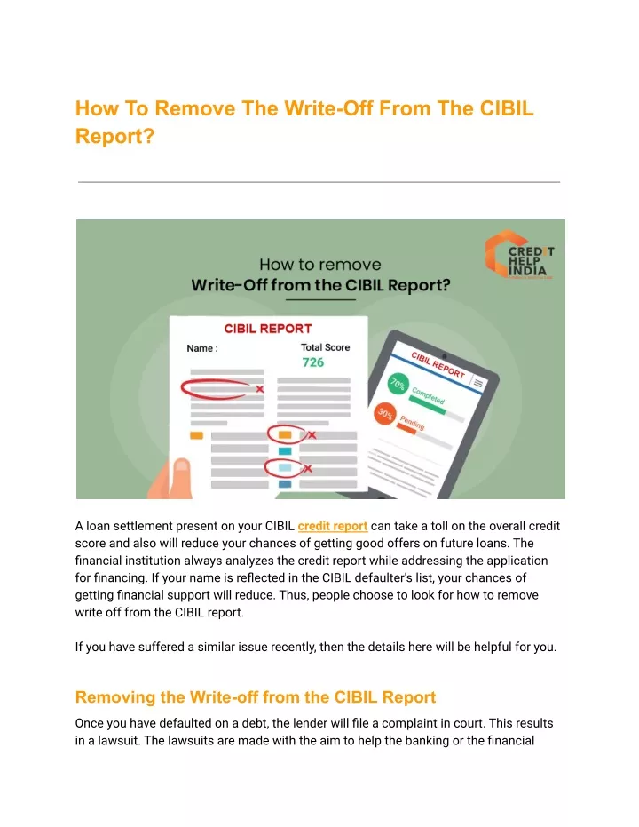 PPT How To Remove The Write Off From The CIBIL Report PowerPoint