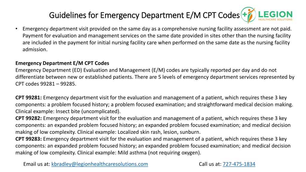 cpt code emergency department visit