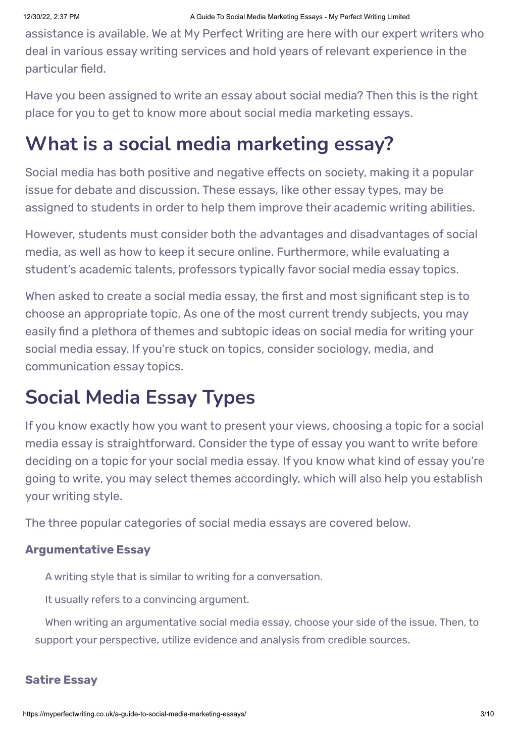 social media marketing essays