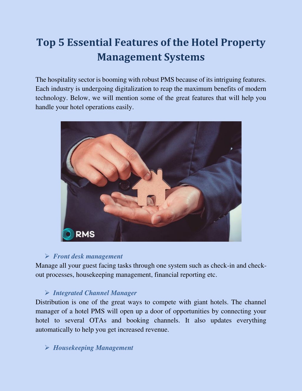 PPT Top 5 Essential Features of the Hotel Property Management Systems PowerPoint Presentation