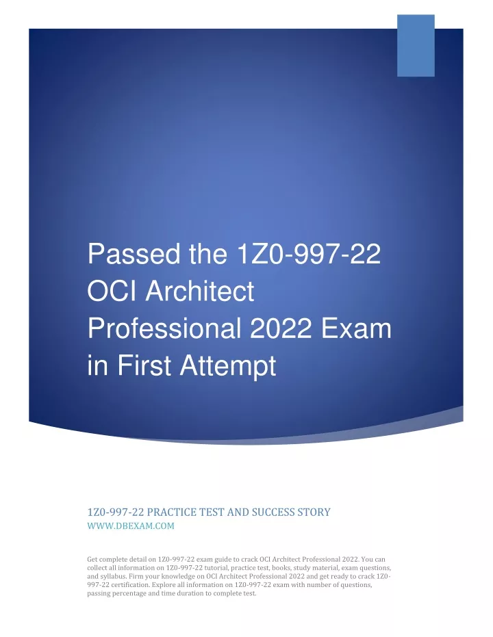 1z0-997-22 Clear Exam