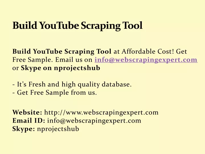 PPT Build YouTube Scraping Tool PowerPoint Presentation, free