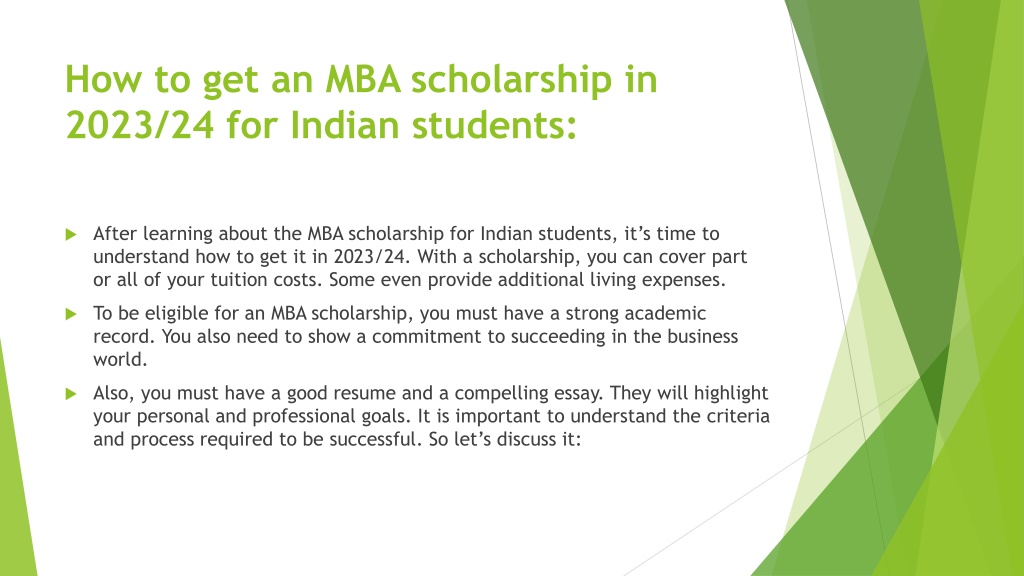 PPT - Best MBA Scholarship For Indian Students In 2023 PowerPoint ...