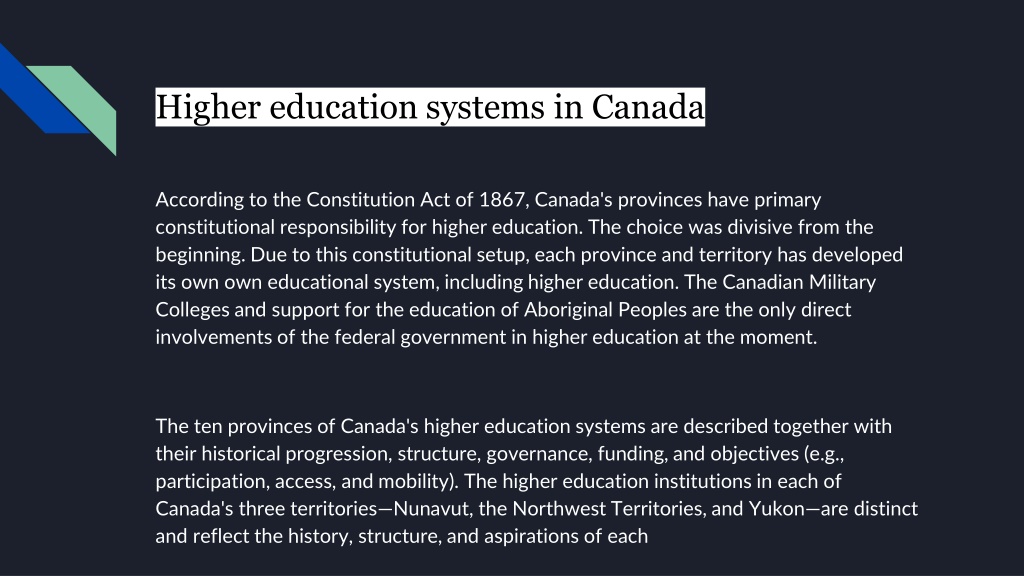 education in canada ppt