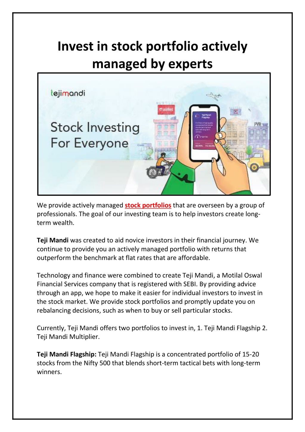 PPT - Invest In Stock Portfolio Actively Managed By Experts PowerPoint ...