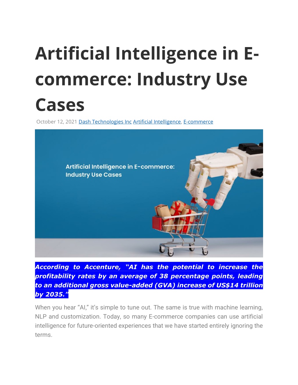 PPT - Artificial Intelligence In E-commerce: Industry Use Cases ...