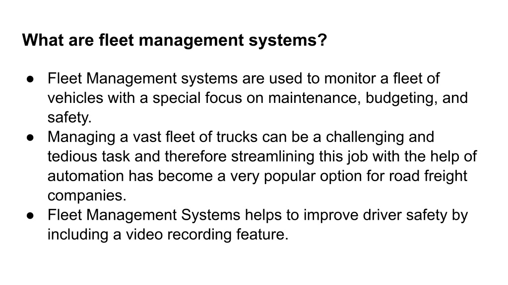 Ppt Benefits Of Fleet Management Systems For The Road Powerpoint Presentation Id11863118 5179