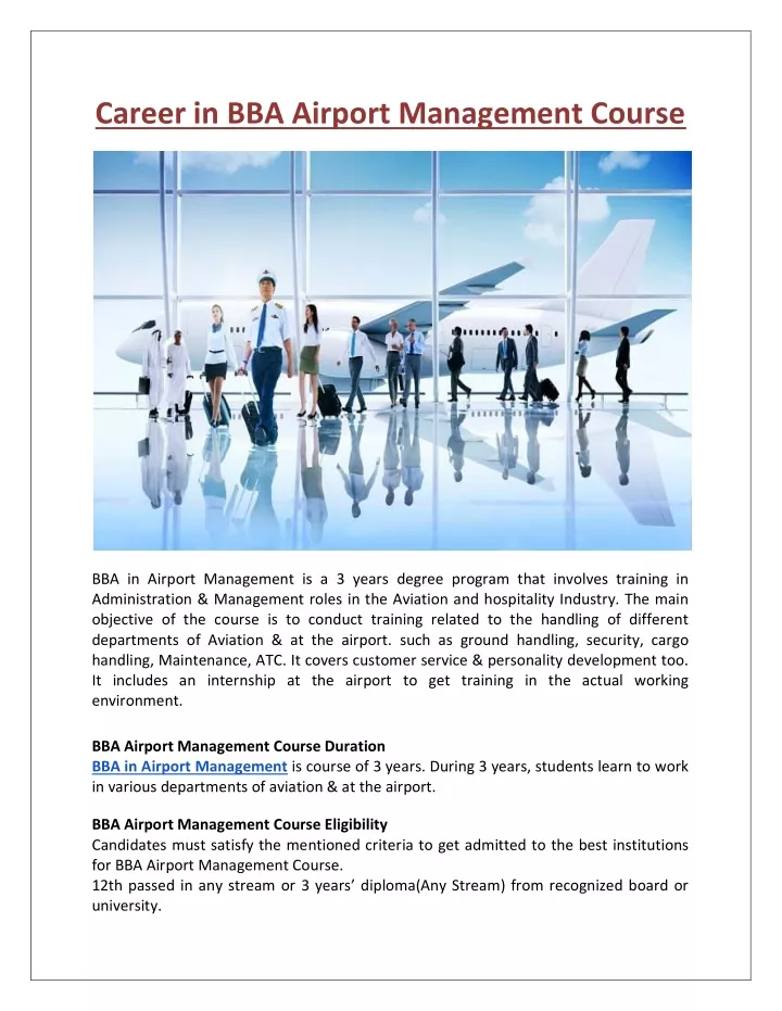 PPT - Career In BBA Airport Management Course PowerPoint Presentation ...