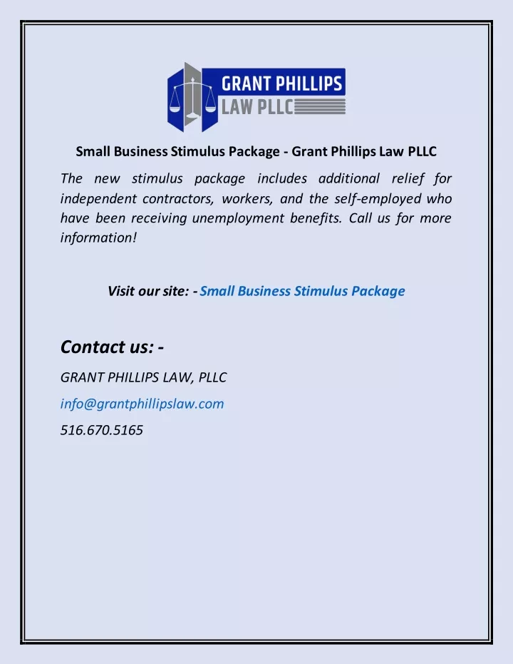 PPT Small Business Stimulus Package Grant Phillips Law PLLC