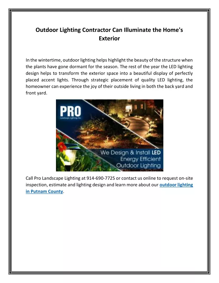 PPT Outdoor Lighting Contractor Can Illuminate the Home's Exterior