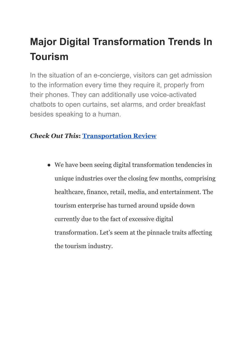 PPT - Major Digital Transformation Trends In Tourism PowerPoint ...