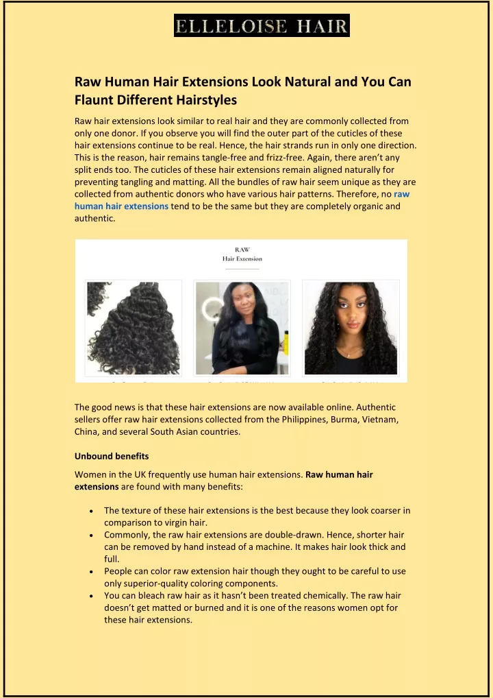 Ppt Raw Human Hair Extensions Look Natural And You Can Flaunt Different Hairstyles Powerpoint 8661