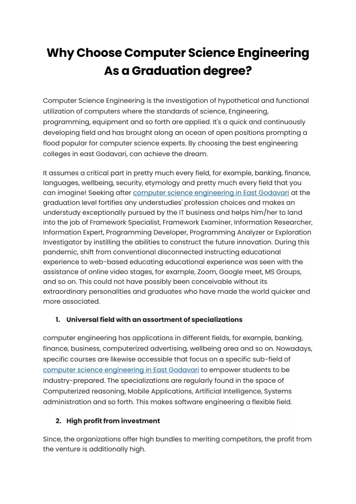 PPT - Why Choose Computer Science Engineering As a Graduation degree ...