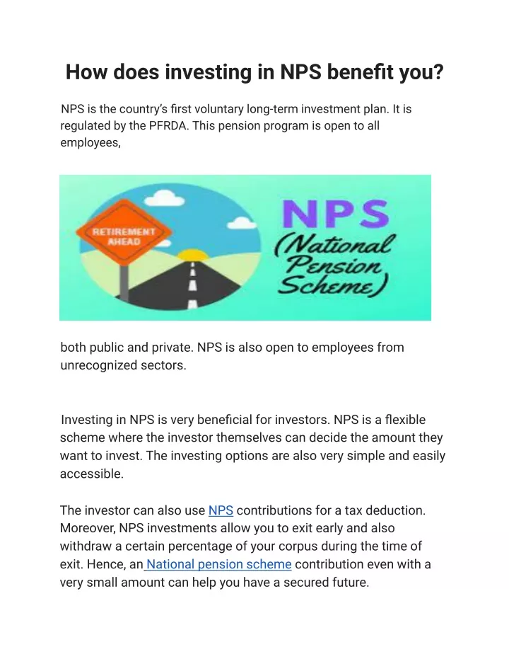 PPT - How does investing in NPS benefit you PowerPoint Presentation ...