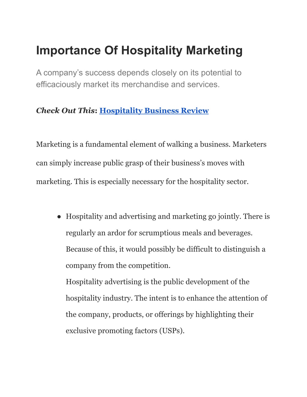 importance of marketing research in hospitality industry