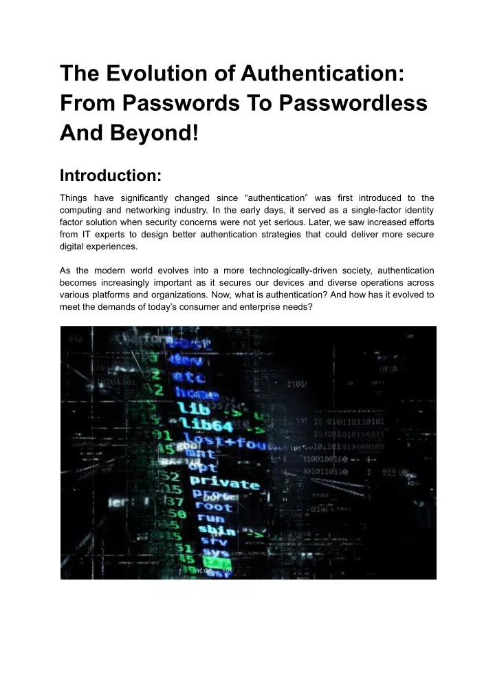PPT - Evolution Of Authentication: From Passwords To Passwordless ...