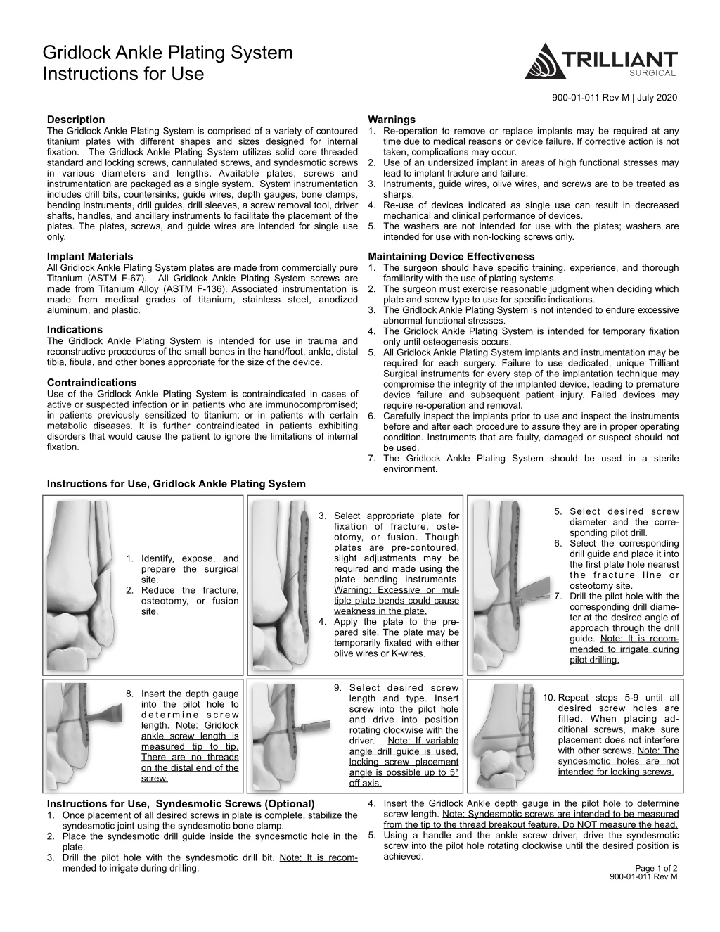 PPT - Instructions for Use, Gridlock Ankle Plating System - DJO Global ...