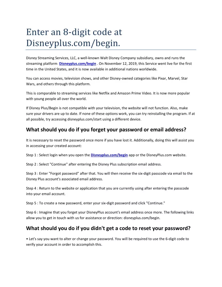 PPT - Enter an 8-digit code at Disneyplus com begin PowerPoint ...