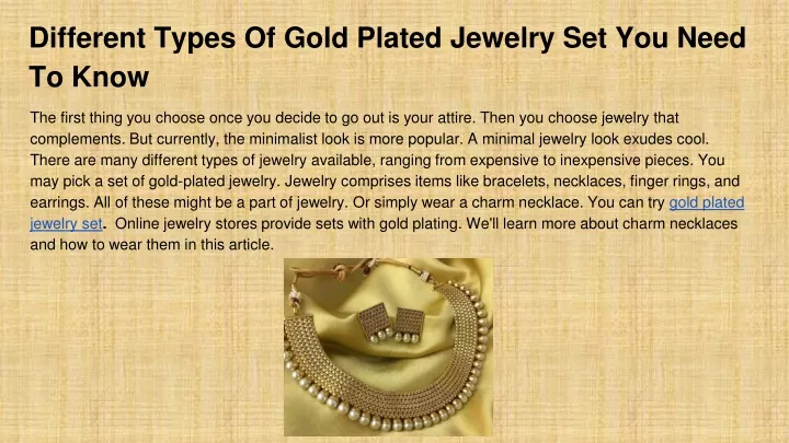 PPT - Different Types Of Gold Plated Jewelry Set You Need To Know ...