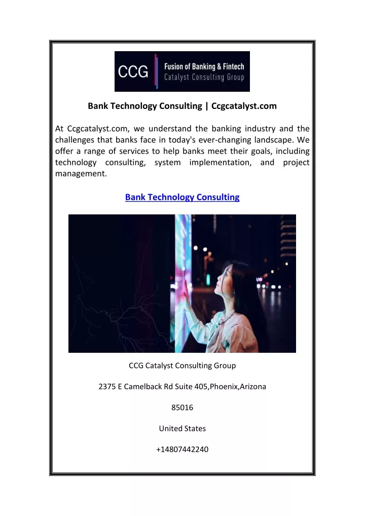 PPT Bank Technology Consulting PowerPoint