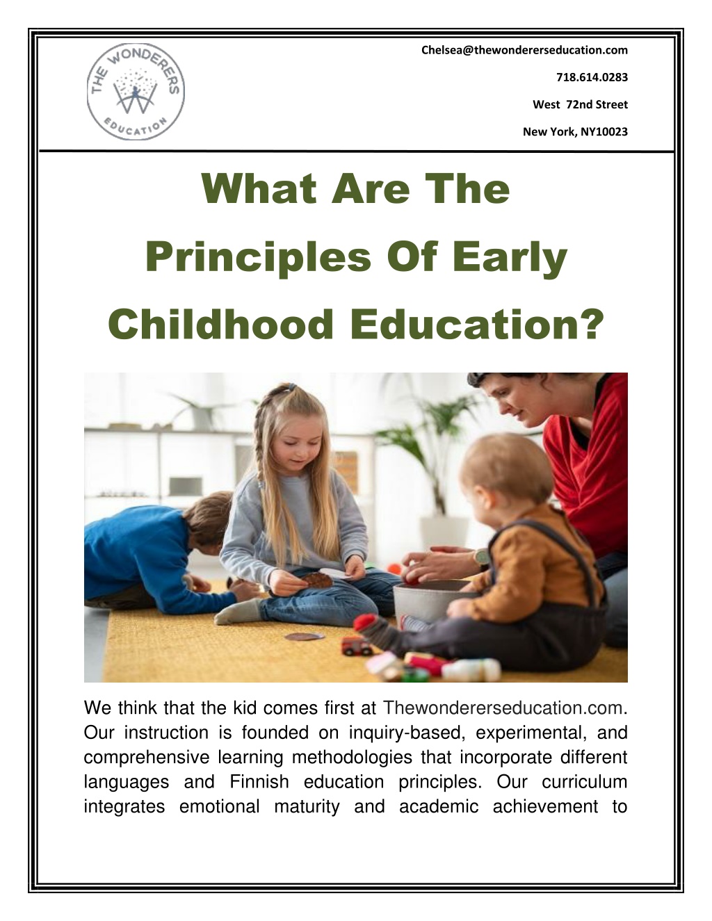 PPT - What Are The Principles Of Early Childhood Education PowerPoint ...